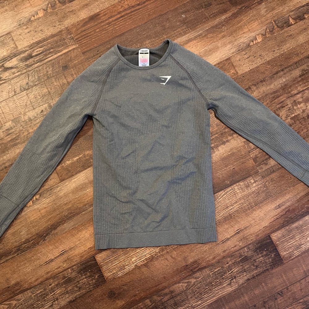 GYMSHARK- VITAL SEAMLESS 2.0 LONG SLEEVE TOP- SMOKEY GREY MARL
